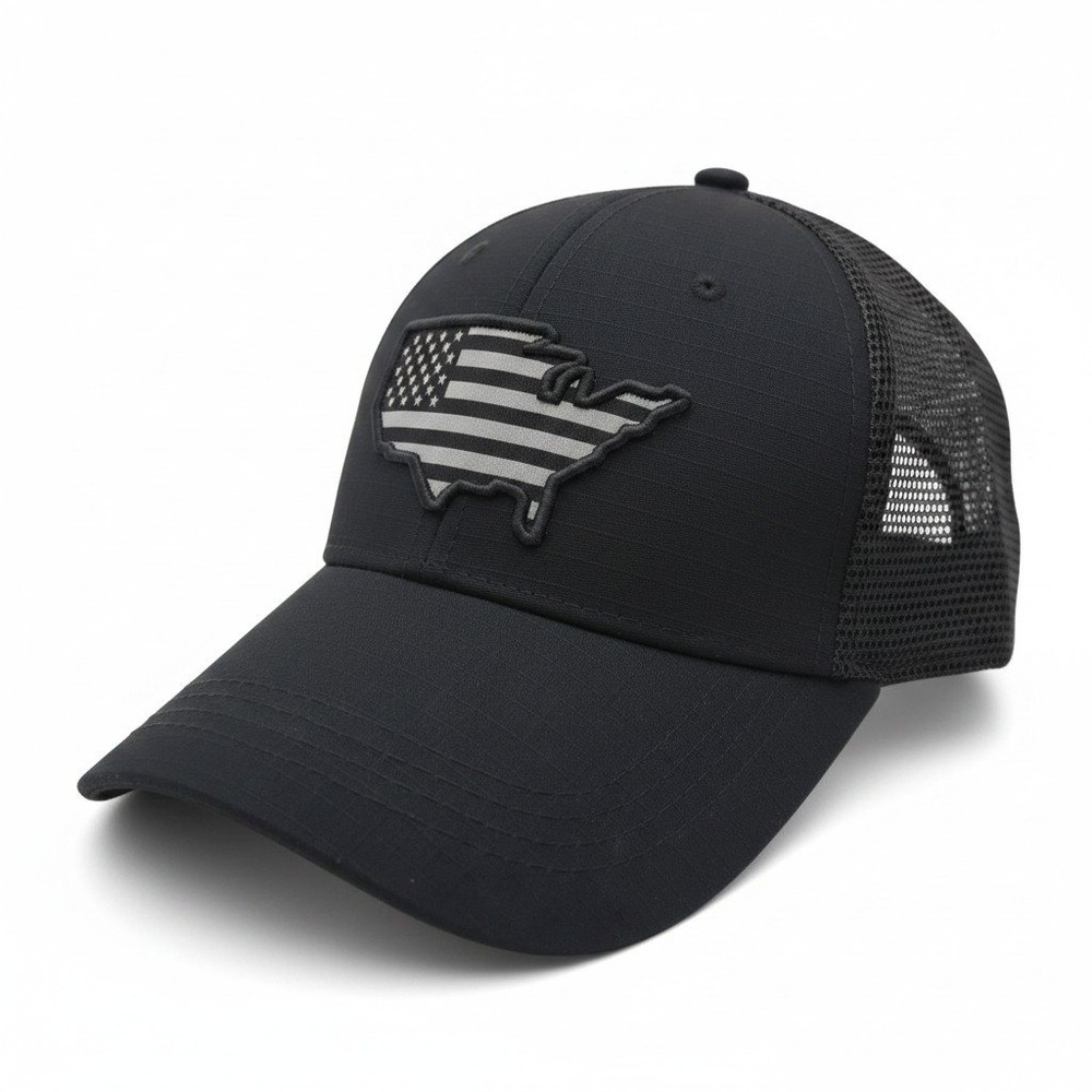 Highland Tactical Mens Mesh Cap Black USA Flag Patch Snapback Hat HL-CP-41-BK